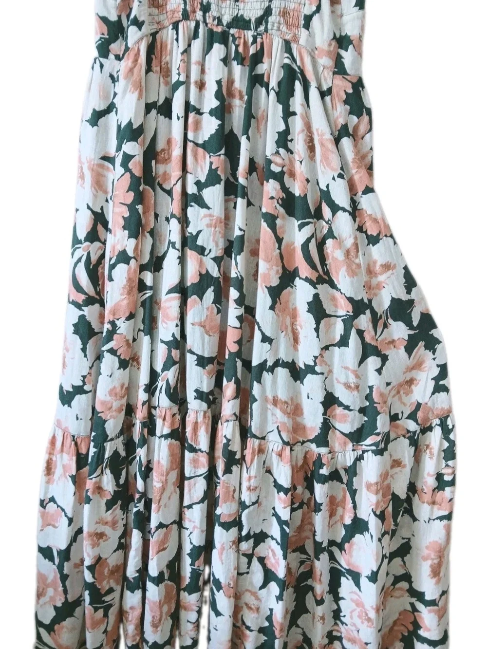 Abercrombie & Fitch Women's Pink Green Floral Summer Maxi Button Dress Size L